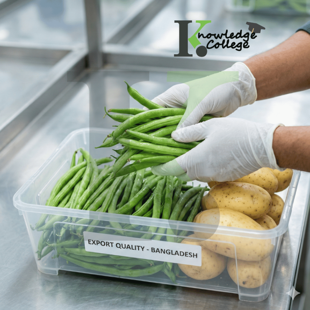 A detailed, high-resolution close-up of premium quality fresh vegetables intended for export.